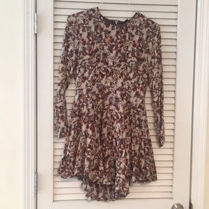 H&M Brown and grey patterned high-low dress